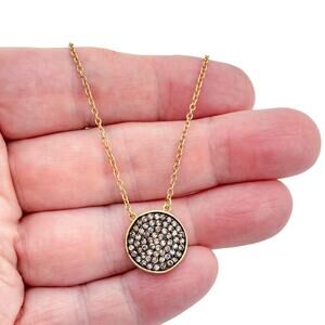 Vintage Gold-Tone Sterling Silver 925 Chocolate Cubic Zirconia Necklace 17"-19"